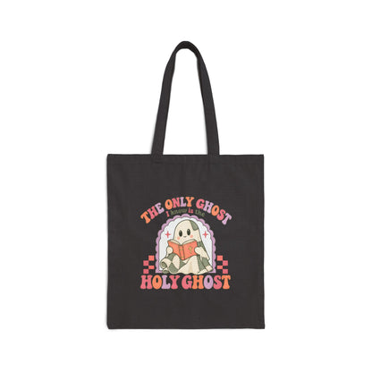 Canvas Tote Bag — "The Only Ghost I Know Is the Holy Ghost" Cute Retro Church Tote