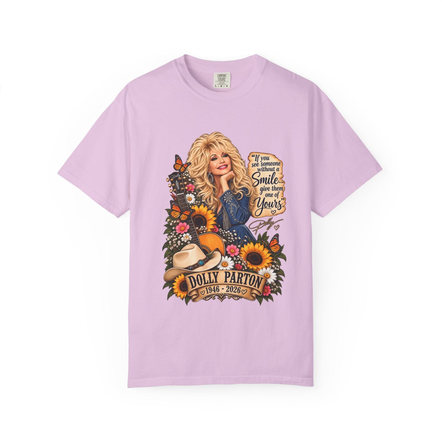 Dolly Parton T‑Shirt Portrait with 'Smile' Quote