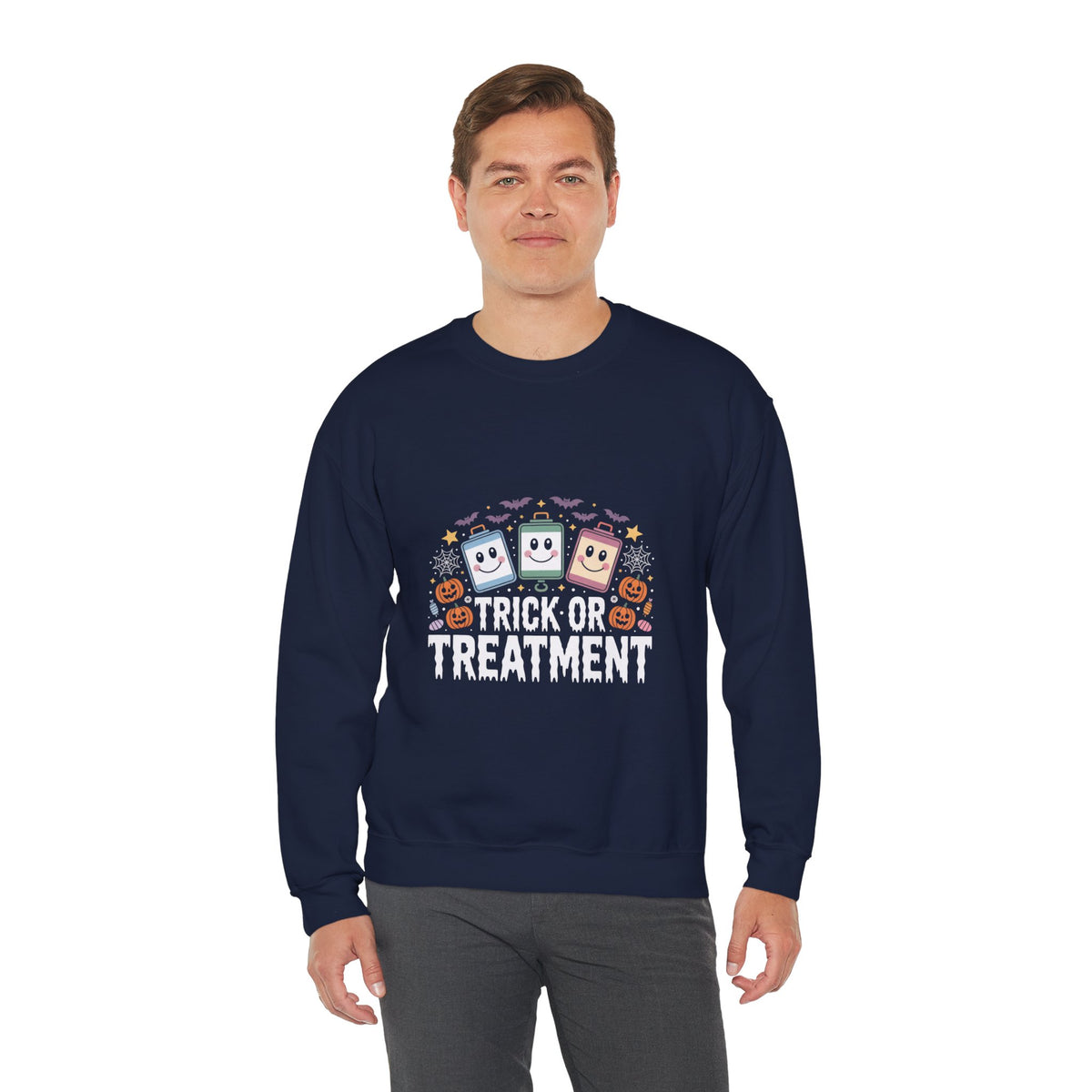 Halloween Candy Phone Sweatshirt — Cute Trick-or-Treat Graphic