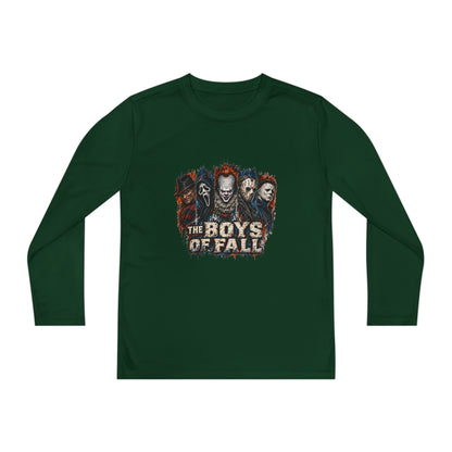 Youth Long Sleeve Tee — "The Boys of Fall" Horror Mask Graphic