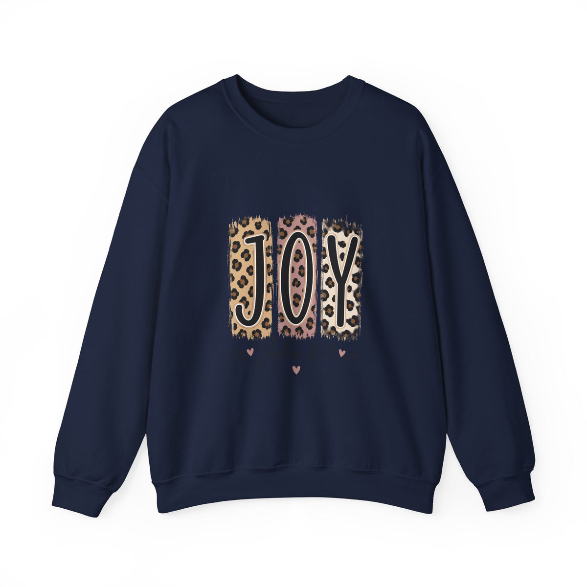 Joy Leopard Print Sweatshirt — John 1:14 Scripture Holiday Crewneck